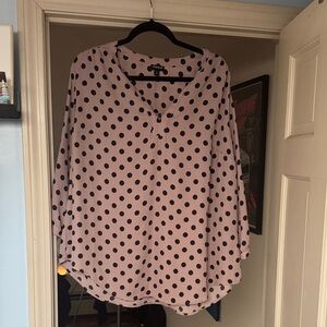 Torrid  Pink Blouse with Black Polka Dots